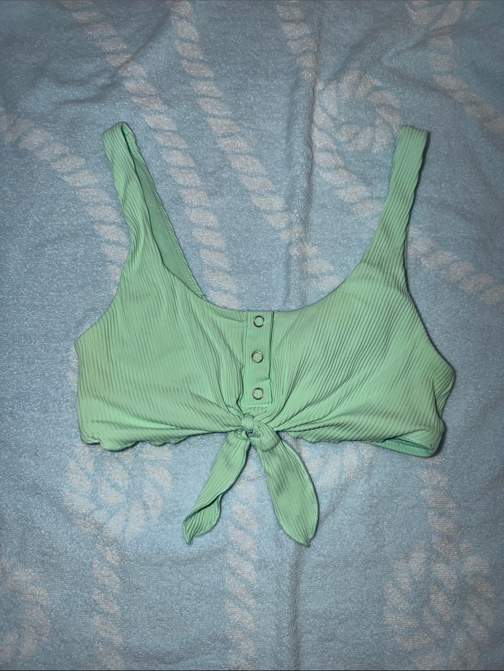 Body Glove Knot Front Ribbed Bikini Top - Mint Green